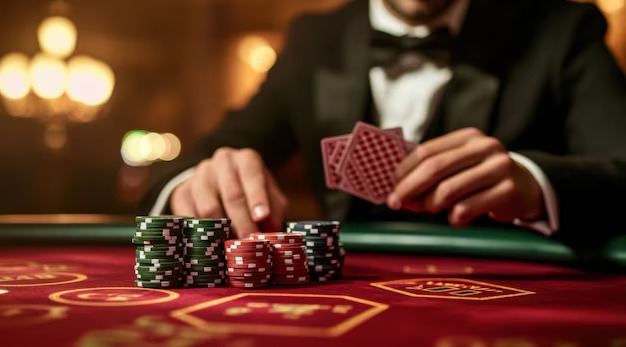 Texas Hold'em Bonus live dealer table with cards, chips, and community cards on 567live